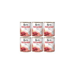 BRIT PATE&MEAT BEEF mokra karma dla psa z wołowiną, 6 x 800g