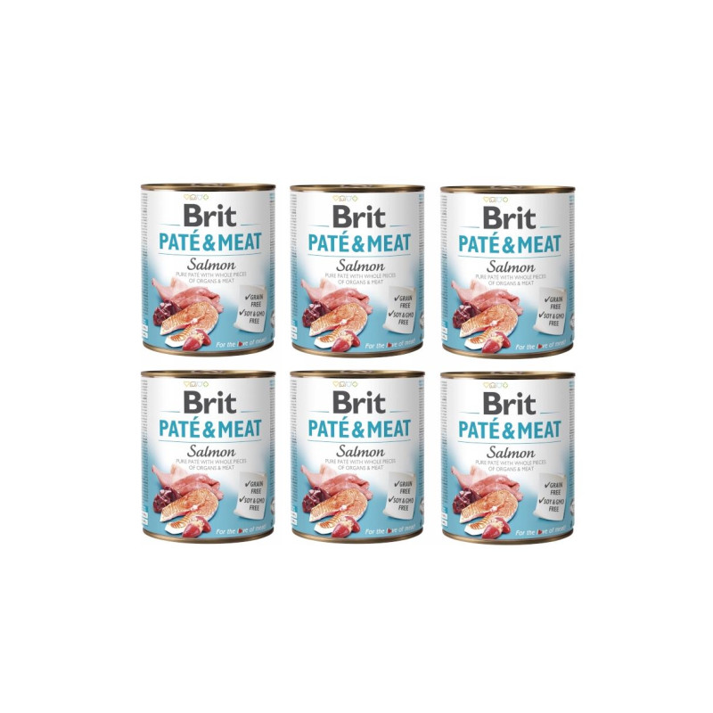 6 x Brit Pate&Meat Salmon 800g mokra karma dla psa