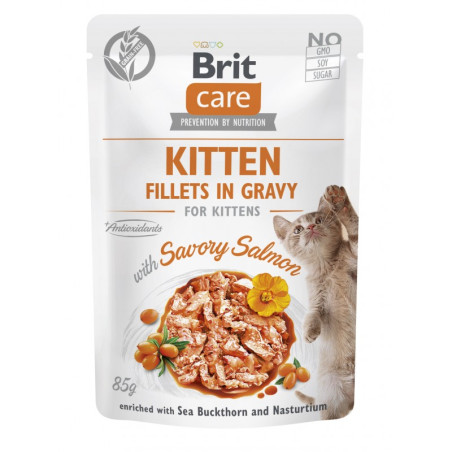 Brit Care Cat Kitten Fillets in Gravy with Savory Salmon enriched with Sea Buckthorn & Nasturtium 85g