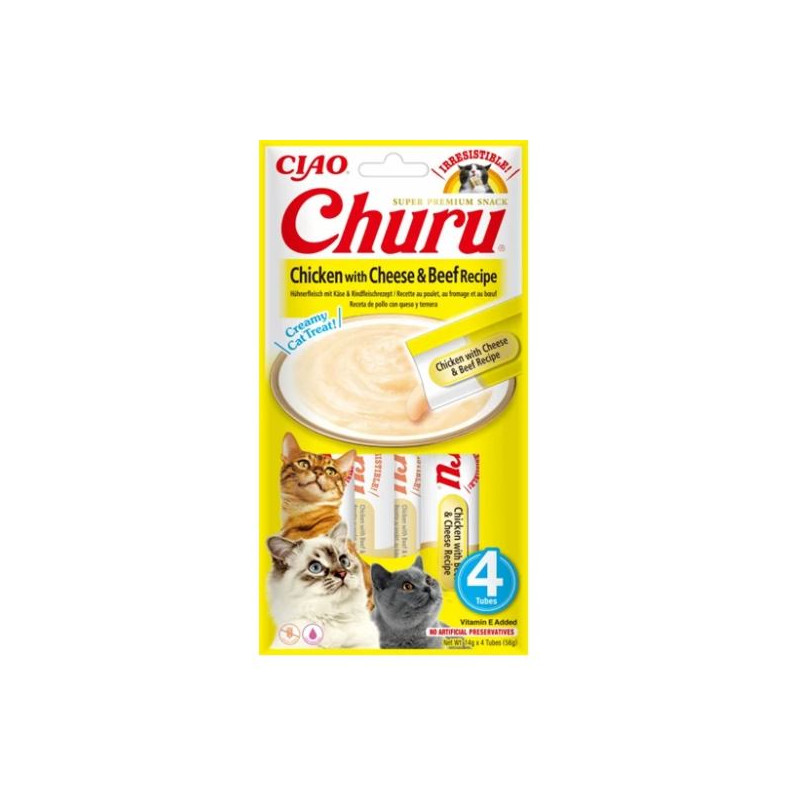 INABA CIAO CHURU Chicken with Cheese 4x14g, Przysmaki dla kota z kurczakiem i serem