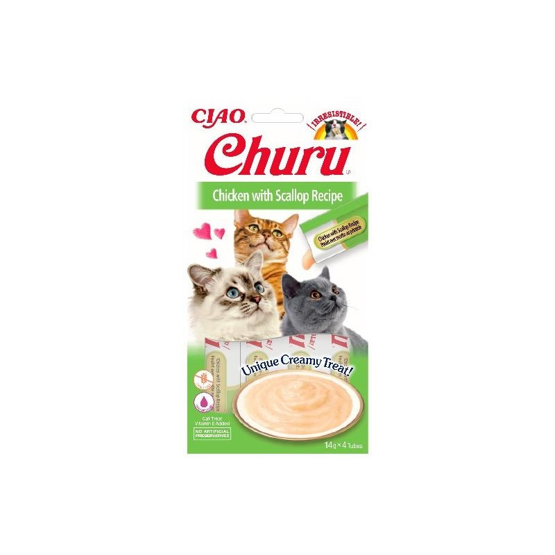 Inaba Ciao Churu - Kurczak Przegrzebki 4x14g, Przysmak dla kota