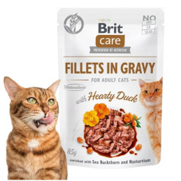 Brit Care, kot, Fillets in gravy Hearty Duck, 85 g