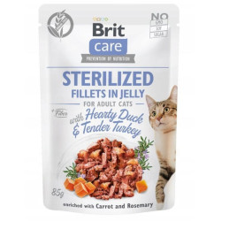 Brit Care, koty sterylizowane Fillets in Jelly with Duck & Turkey, 85g