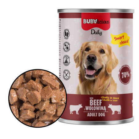 BUBAlicious Daily karma dla psa 400g z WOŁOWINĄ kawałki w sosie 8784
