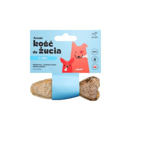 Azanki Kość do żucia ADULT z krewetką i czarnymi oliwkami w skórze dorsza 12cm