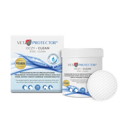 VET PROTECTOR OCZY - CLEAN 50 szt nasączone płatki do higieny oczu