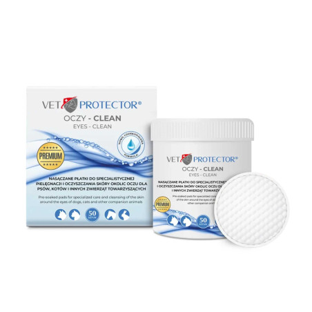 VET PROTECTOR OCZY - CLEAN 50 szt nasączone płatki do higieny oczu