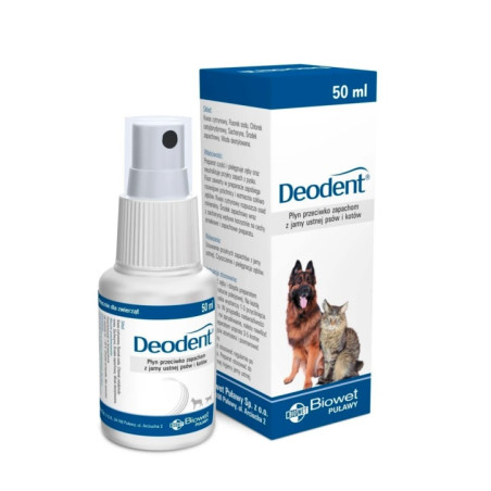 Biowet DEODENT 50 ML płyn neutralizujący zapach z jamy ustnej psów i kotów