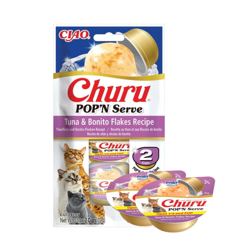 INABA CAT CHURU POP'N SERVE TUNA&BONITO 2x35g(70g)