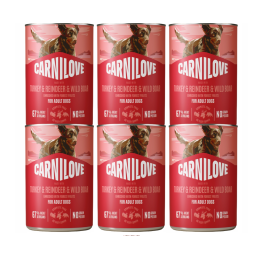 CARNILOVE Dog CAN Paté Made with Turkey & Reindeer & Wildboar 6 x 400 g