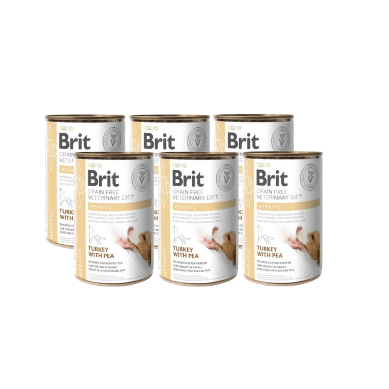 6 x 400 g | Brit VD Dog Hepatic – Karma Weterynaryjna dla Psa | Na Wątrobę | Indyk z Groszkiem