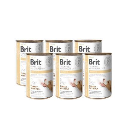6 x 400 g | Brit VD Dog Hepatic – Karma Weterynaryjna dla Psa | Na Wątrobę | Indyk z Groszkiem