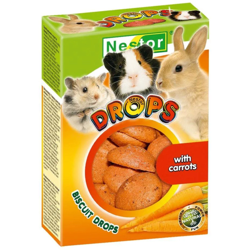 Nestor – Dropsy Biszkoptowe dla Gryzoni i Królików | Marchewkowe | 35 g