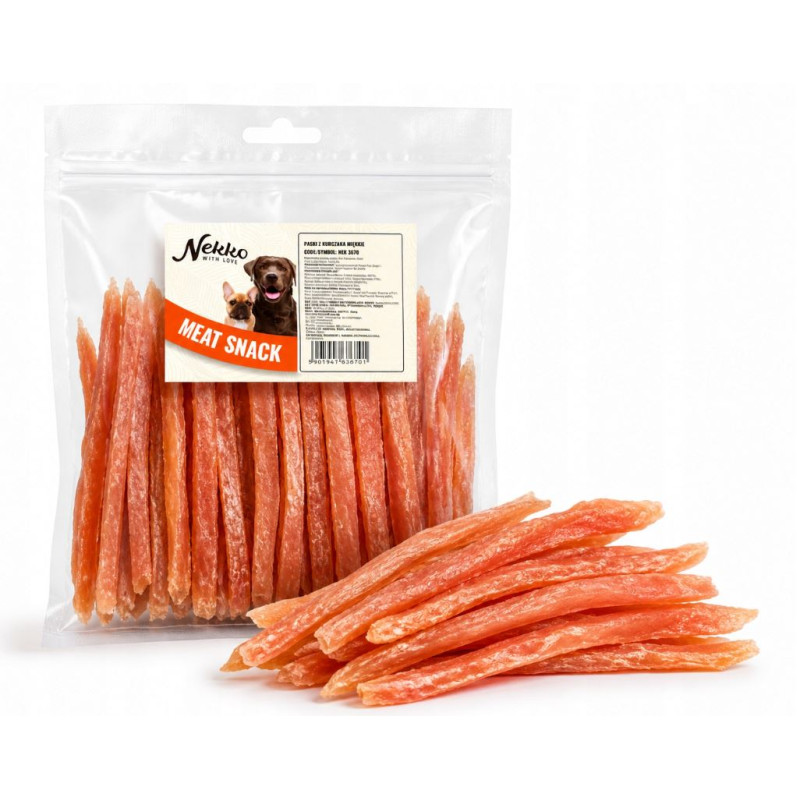 NEKKO – Miękkie Paski z Kurczaka dla Psa | Naturalny Przysmak Treningowy | 500 g