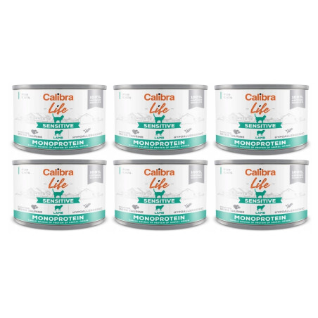 6 x Calibra life, kot sensitive, jagnięcina, puszka 200 g