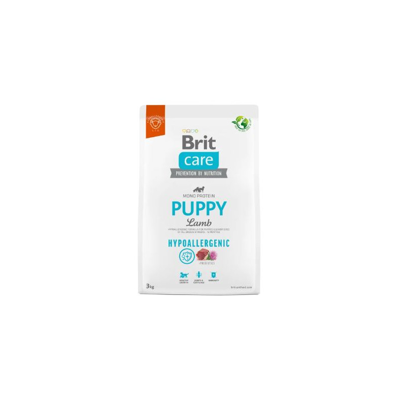 Brit Care – Karma dla Szczeniąt | Hipoalergiczna Jagnięcina i Ryż | 3 kg