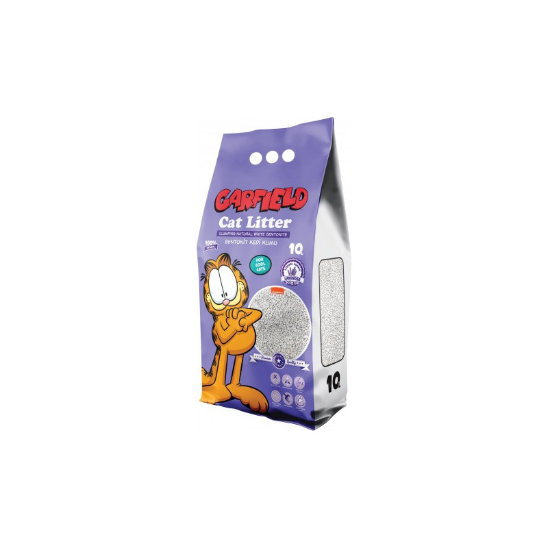Garfield, kot, żwirek bentonitowy lawendowy 10 l