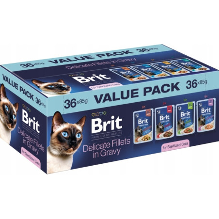 Brit Premium Cat Sterilised – Filety w Sosie Mix Smaków | 36 × 85 g