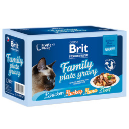 Brit Premium Cat Family Plate – Filety w Sosie Mix Smaków | 12 × 85 g