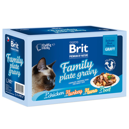Brit Premium Cat Family Plate – Filety w Sosie Mix Smaków | 12 × 85 g