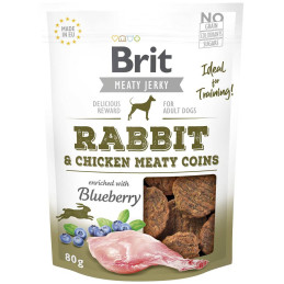 Brit Jerky – Krążki z Kurczakiem i Królikiem dla Psa | 80 g