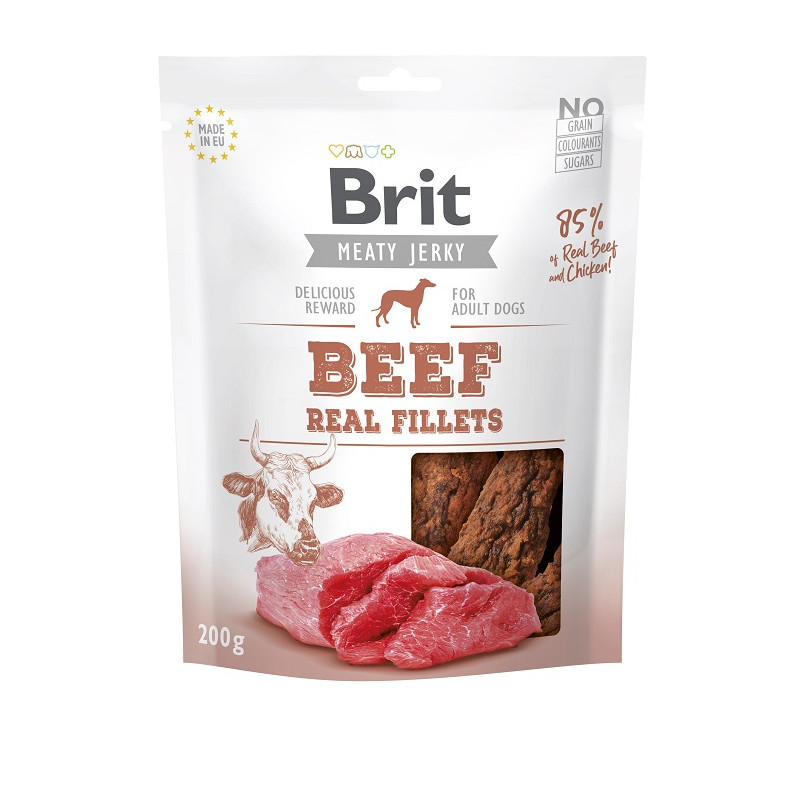 Brit Jerky Beef Fillets – Suszone Filety Wołowina i Kurczak dla Psa | 200 g