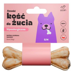 AZANKI - Kość do Żucia ze Skóry Końskiej z Jagodami | S/M 12 cm