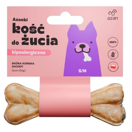 AZANKI - Kość do Żucia ze Skóry Końskiej z Jagodami | S/M 12 cm