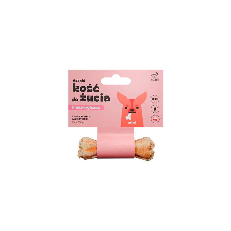 Azanki – Kość do Żucia ze Skóry Końskiej z Jagodami Goji | Mini 10 cm
