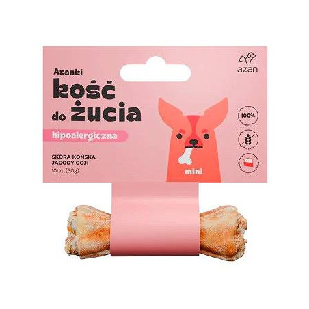 Azanki – Kość do Żucia ze Skóry Końskiej z Jagodami Goji | Mini 10 cm