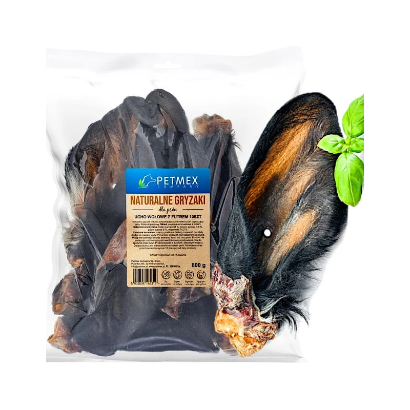 Petmex – Ucho Wołowe z Futrem dla Psa | Naturalny Gryzak | 10 szt.