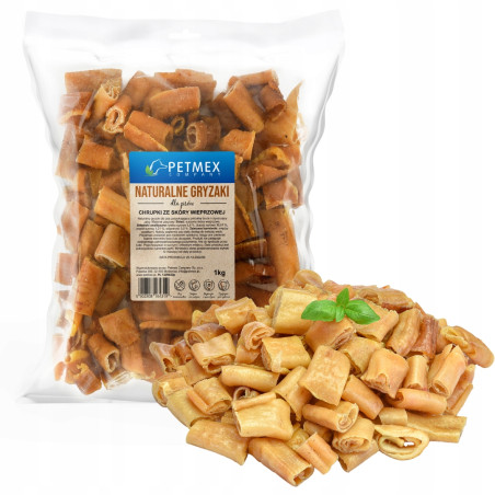 Petmex – Chrupki ze Skóry Wieprzowej dla Psa | Naturalny Gryzak | 1 kg