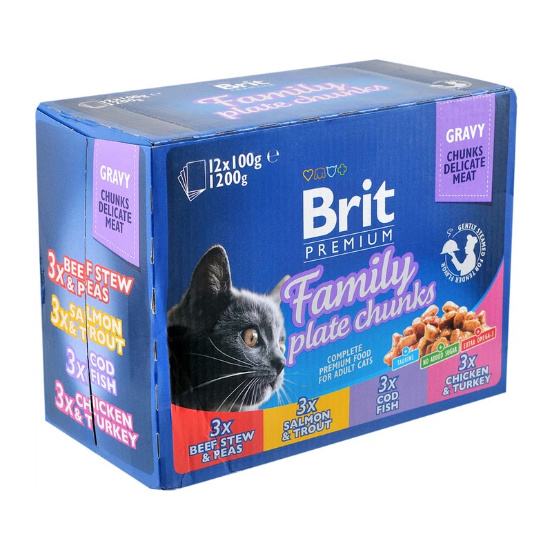 Brit Premium Cat Family Plate – Mix Smaków dla Kota | 12 × 100 g