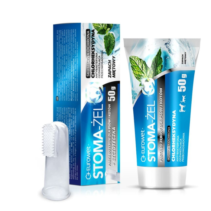 Eurowet Stoma-Żel Miętowy – Pasta do Zębów | 50 g + Szczoteczka