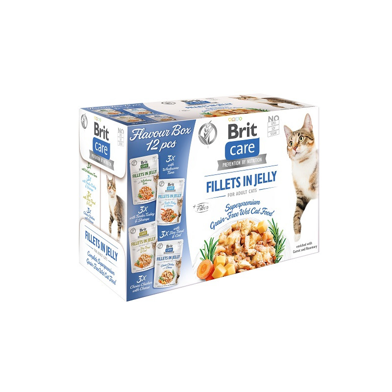 Brit care flavour box, mix smaków filety wgalaretce 12 szt x 85 g