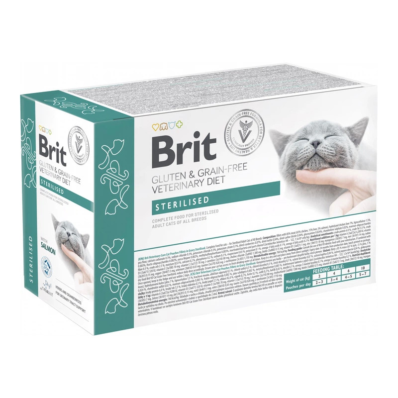 BRIT GF VET. CAT POUCH STERILISED 12x85g