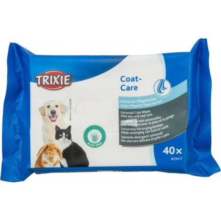 Trixie, Uniwersalne chusteczki do sierści, 40szt/opak  pielęgnacyjne, nawilżane,