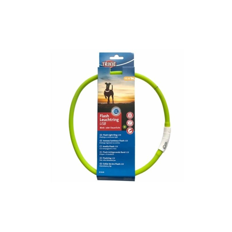 Trixie, Opaska / obroża USB dla psa, świecąca, zielona, 70cm