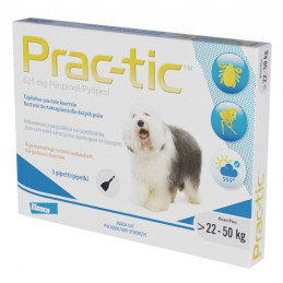Elanco, Prac-Tic, 625 mg, krople na pchły i kleszcze, psy 22-50 kg, 3 pipety