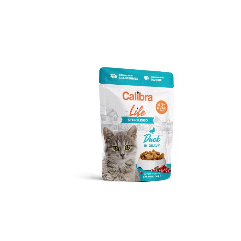 Calibra life, koty sterylizowane, kaczka z żurawiną, 85 g
