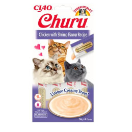 INABA CAT CHURU CHICKEN WITH SHRIMP 4 x 14 g, Przysmaki dla kota z kurczakiem i krewetką