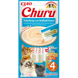 Inaba Ciao Churu Cat Tuna&Seafood 4x14g, Przysmaki dla kota z tuńczykiem i owocami morza EU118