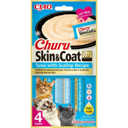 INABA CAT CHURU SKIN COAT tuńczyk przegrzebki 4 x 14 g, Przysmaki dla kota