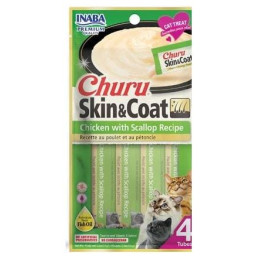 INABA Churu Skin Coat Kurczak z przegrzebkami 4 x 14 g, Przysmaki dla kota