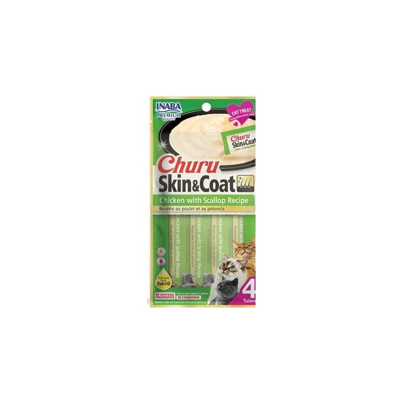 INABA Churu Skin Coat Kurczak z przegrzebkami 4 x 14 g, Przysmaki dla kota