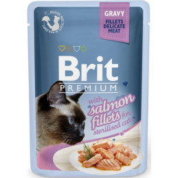 BRIT PREMIUM CAT Sterilized Salmon Gravy Fillets Adult - łosoś w sosie dla kotów sterylizowanych 85g 104-101141